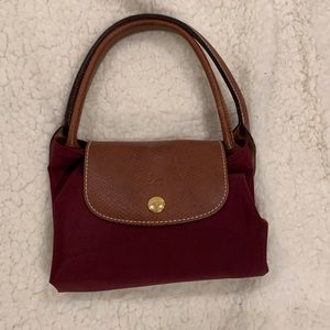 Longchamp Small Le Pliage Tote. Maroon.